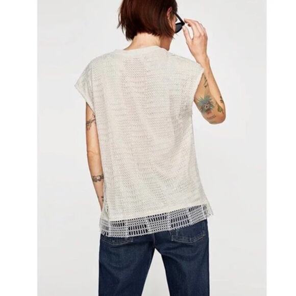 Zara Dark Gray Knit Top Tank Shirt Blouse Small - Picture 8 of 8